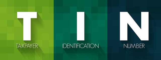 TIN - Taxpayer Identification Number is an identification number used by the Internal Revenue Service in the administration of tax laws, acronym text concept background - obrazy, fototapety, plakaty