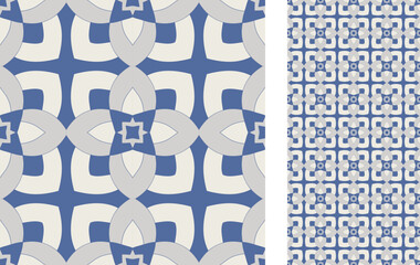 Seamless Azulejo tile. Portuguese and Spain decor. Ceramic tile. Seamless Floral pattern. Vector hand drawn illustration, typical portuguese and spanish tile - 546840100