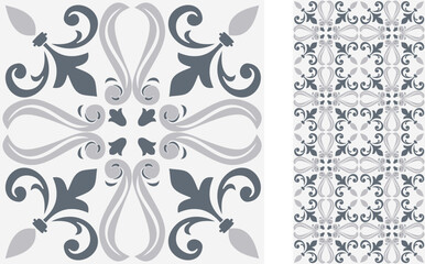 Seamless Azulejo tile. Portuguese and Spain decor. Ceramic tile. Seamless Floral pattern. Vector hand drawn illustration, typical portuguese and spanish tile - 546840109