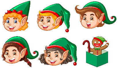 Christmas elves cartoon character collection