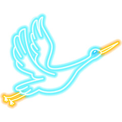 Crane Neon Sign. Illustration of Bird Promotion.