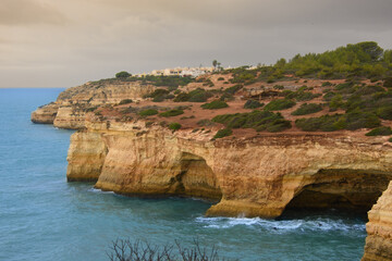 Impressive cliffs at the Benagil Caves site in southern Portugal