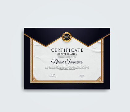 Professional and premium certificate template with golden geometric shapes
