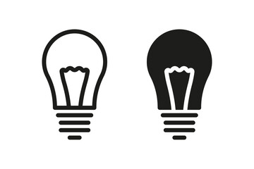 Lightbulb vector icon. Light bulb lamp, creative idea symbol flat and linear.
