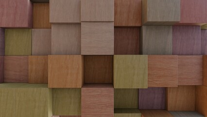 Diagonal colorful wooden blocks background. Differences, decoration, ornament concept