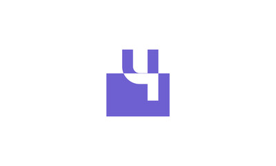 Fototapeta premium 4 Number Purple Fresh Minimal Logo