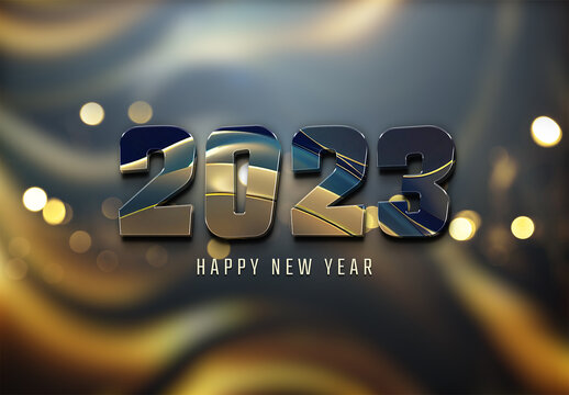 2023 Text with Glossy 3D Effect Mockup