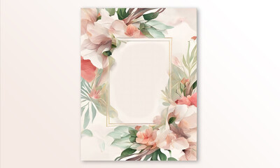 Elegant floral wedding invitation card template frame art scale background