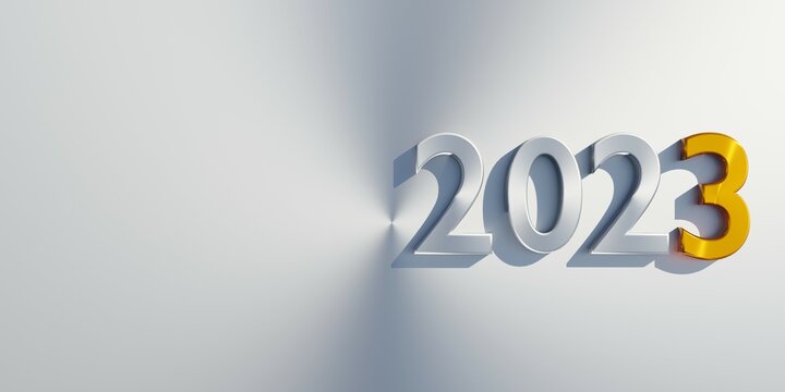 2023 3d render illustration new year wallpaper background design gold