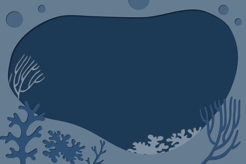 Underwater scene Papercut craft blue background ocean ecosystem 