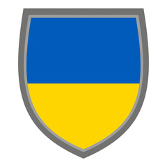 Shield with the colors of Ukraine flag, icon Ukrainian shield cut out