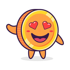 Сharacter coin cartoon love emotion