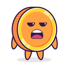 Cartoon coin character, sad emotion