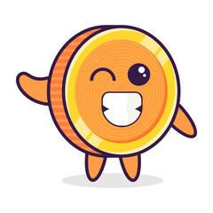 Cartoon coin character, laughing emotion