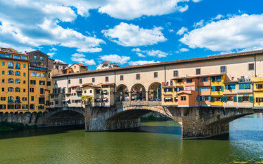 Obraz premium Ponte Vecchio Bridge over Arno River, Florence, Italy, Europe