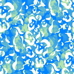 Watercolor seamless pattern with beautiful bright abstract elements and leopard spots. Colorful animalistic texture for any kind of a design. Contemporary art. Trendy modern style.  © Natallia Novik
