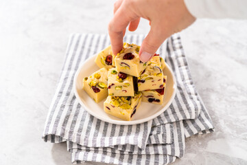 Cranberry pistachio fudge