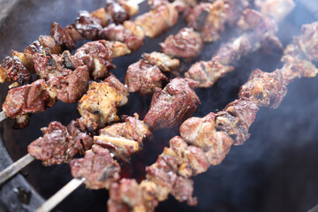 Preparation of shish kebab bbq.