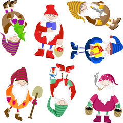 Vector -- seven gnomes illustration.