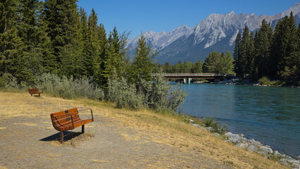 Rest place at Bow River in Canmore,Alberta,Canada,North America
