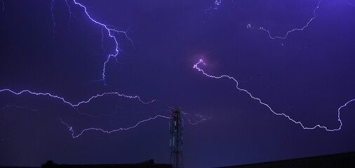 Lightning dark scary sky, dark night