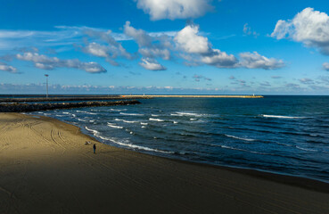 fishermen and people walking on the beach, Karasu, Sakarya, Turkey