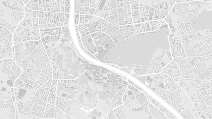 Fototapeta premium White and light grey Salzburg City area vector background map, roads and water cartography illustration.