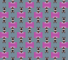 Black Rabbit, symbol of the year 2023 according to the Eastern calendar, seamless pattern, Chinese new year