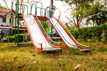 mini slider player  In the playground of the park, Thailand