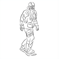 winter sport, snowboarding collection. Hand drawing. snowboarder vector sketch