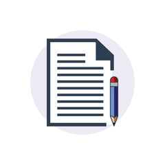 document file icon, paper and pencil illustration, a simple flat design