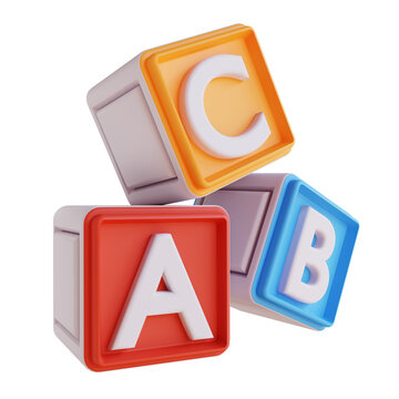 3D illustration alphabet blocks
