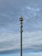 Obraz premium LTE/5g tower view from the ground. Concept of the modern telecommunication technologies.