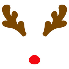 Tiempo de Navidad. Logotipo aisado con silueta de nariz y astas de reno Rudolph