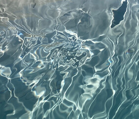 Background with turquoise transparent water turquoise pool, close up view.