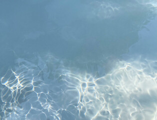 Background with turquoise transparent water turquoise pool, close up view.