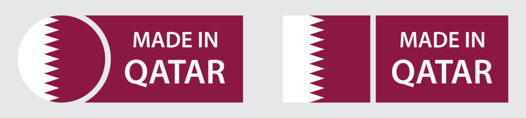 Made in Qatar label icon, vector illustration