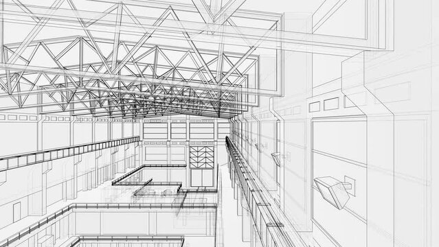 Warehouse or factory sketch