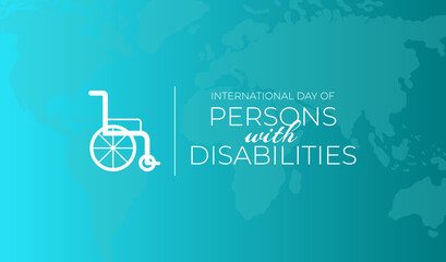 Teal International Day of Persons with Disabilities Background Illustration with Wheelchair