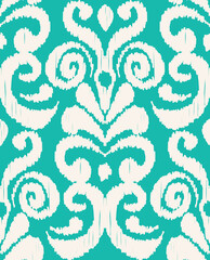 Abstract Traditional Scribble Style Hand Drawn Ikat Seamless Vector Pattern Trendy Fashion Colors Perfect for Allover Fabric Print or Wall Paper Damask Ethnic Concept