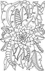 flower and plant outline object illustration for coloring