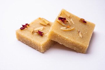 Rava barfi or sooji burfi or barfee is an Indian Sweet made with semolina, sugar, ghee and almonds