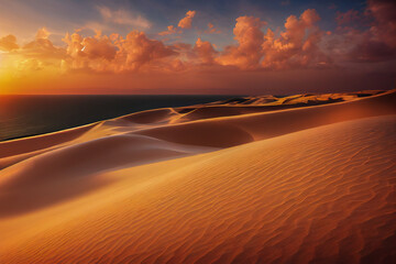 Plakat desert Sand Dunes at sunset