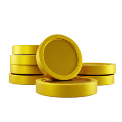 Gold Coins 3D icon, isolated in white background, Ecommerce 3d illustration 