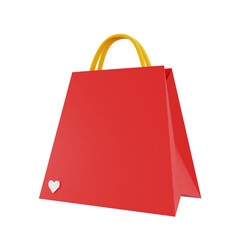 Shopping Bag 3D icon, isolated in white background, Ecommerce 3d illustration 