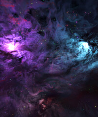 Purple and blue Nebula background with space
