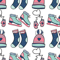 Winter doodle collection, hand drawn new year and christmas elements. Pattern for your design.