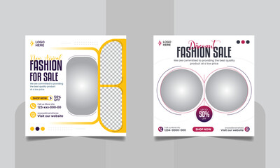 Fashion Sale Social Media Post Design, Online Clothing Business Web Banner Template