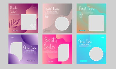 Beauty Center Makeup Social media post Banner Square Flyer Template Design