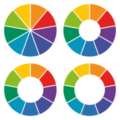 pie chart,colorful infographic templates,color circle with 9 colors, vector illustration. - obrazy, fototapety, plakaty